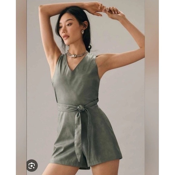 Anthropologie Pants - Anthropologie - Avec Les Filles Cross-Back Romper - Faux Leather Women's Size S